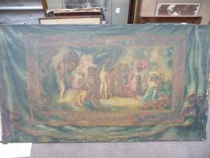 null Projet de rideau de théâtre Huile sur toile, 45 x 73 cm Signée en bas à gauche...