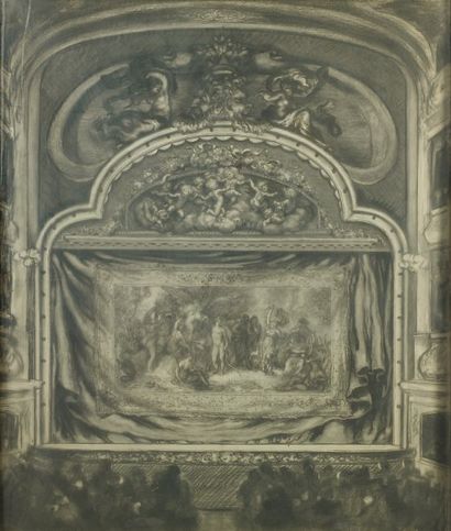null Projet de rideaux de théâtre (pour le théâtre Antoine ?) Fusain, 117 x 96 cm...