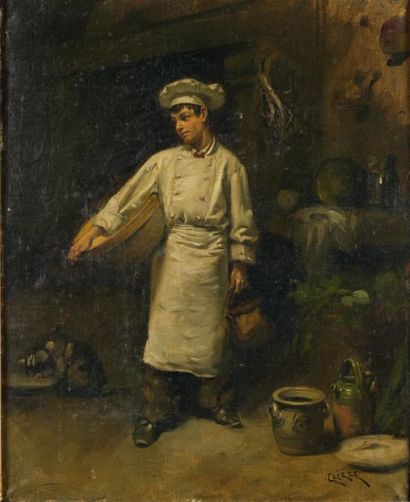 GLIEZE Le jeune cuisinier Huile sur toile, signée en bas à droite 41 x 33 cm (ac...