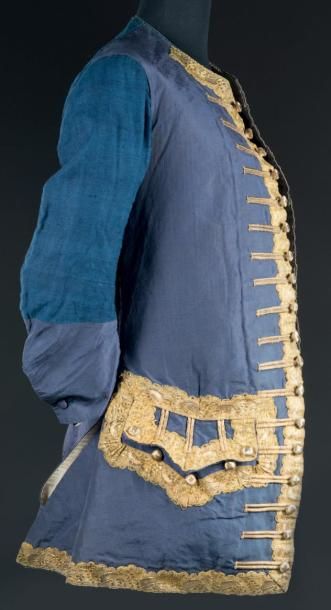 null Veste ou gilet d'habit de cour à manches longues, époque Louis XV, vers 1740....