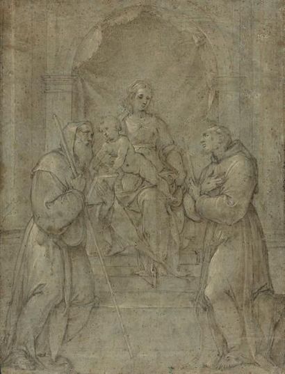 AVANZINO NUCCI (Citta di Castello 1551 - Rome 1629) Vierge à l'Enfant avec deux saints...