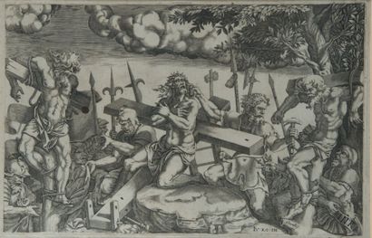 Fernandino BERTELLI Crucifixion, d'après Jules Romain (Le Blanc 4), 25,5 x 32 cm....