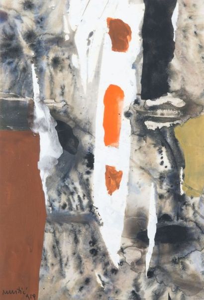 Edo MURTIC (1921 - 2004) Orange sur blanc, 1959 Gouache et encre, signée et datée...