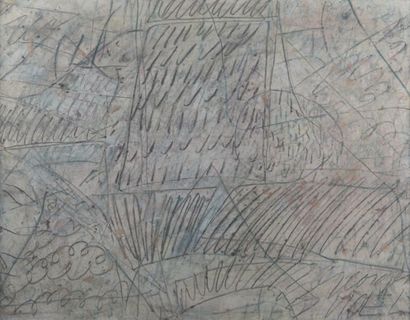Georges NOEL (1924 - 2010) Palimpseste rose, 1960 Technique mixte sur papier marouflé...