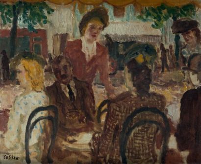 Marcel COSSON (1878 - 1956) Au restaurant Huile sur toile, signée en bas à gauche...