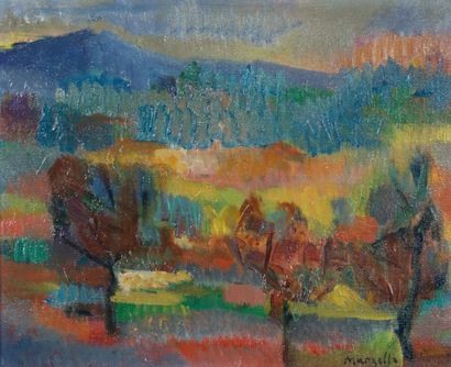 Jean MARZELLE (1916 - 2005) Paysage d'automne Huile sur toile, signée en bas vers...