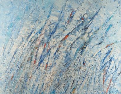 Jacques GERMAIN (1915 - 2001) Composition en bleu, 1962 Huile sur toile, signée et...