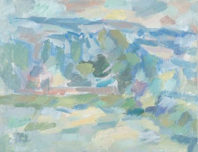 Raymond LARDEUR (1908 - 1973) Paysage, 1959 Huile sur toile, signée et datée 59 en...