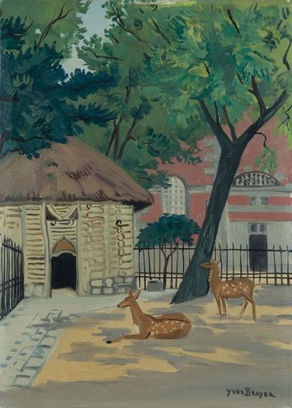 Yves Brayer (1907 - 1990) Au jardin des plantes Huile sur toile, signée en bas à...