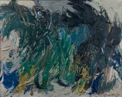 Ger(ard) LATASTER (1920 - 2012) Composition en vert, 1961 Huile sur toile, signée...