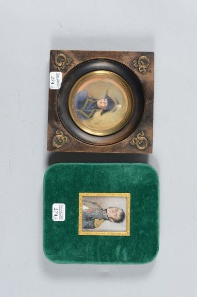 null Une miniature rectangulaire sur ivoire: portrait d'un officier décoré de la...
