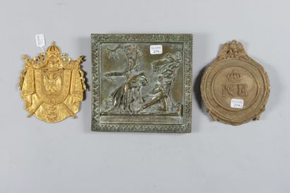 null Plaque en bronze représentant le dernier carré à Waterloo, inscription à la...