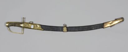 null Sabre d'officier de chasseur a cheval, type 1790, garde en laiton gravée de...