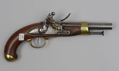 null Pistolet a silex de cavalerie, modèle An IX / An XIII, canon daté de 1810, queue...