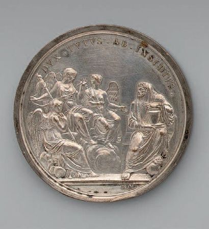 null Médaille en argent au profil de Bonaparte, par: "L. M.", avers marqué: "République...