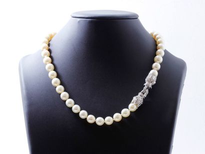 null Collier chocker composé d'un rang de perles de culture d'environ 9. 5 à 10 mm....