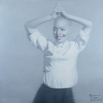 Fei LIU (né en 1964) 
Bold girl les mains sur la tête, n°15, 2005
Peinture sur toile,...
