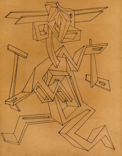 Attribués à Vladimir LEBEDEV (1891 - 1967) Homme marchant
Encre de chine
21 x 16,5...