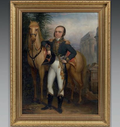 null Huile sur toile: Portrait du général Pépin, en Égypte; il est représenté en...