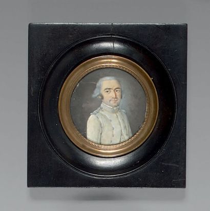 Darniancourt (?) Miniature ronde sur ivoire, signée en bas à gauche: Portrait d'un...