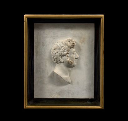 Bertrand BÉNÉZECH (1804-1852) 
Plaque en plâtre représentant le profil en haut-relief...