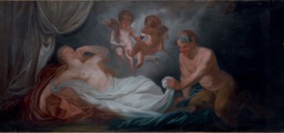 Ecole FRANCAISE vers 1760, entourage de Noël HALLE Jupiter et Antiope 
L'Ivresse...