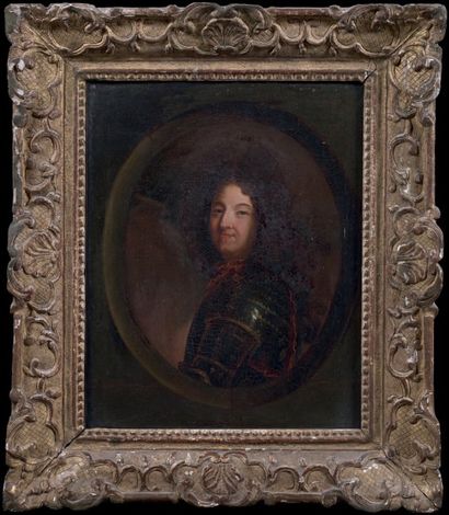 ECOLE FRANÇAISE VERS 1700, ENTOURAGE DE HYACINTHE RIGAUD Portrait de Louis XIV vu...