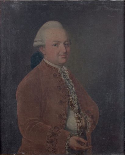 Ecole ITALIENNE vers 1780 
Portrait d'homme à l'habit brun
Portrait de femme tenant...