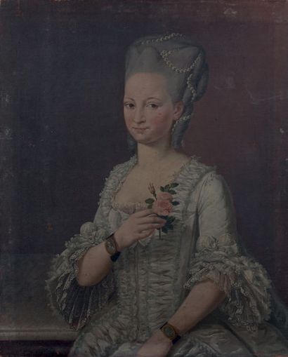 Ecole ITALIENNE vers 1780 
Portrait d'homme à l'habit brun
Portrait de femme tenant...