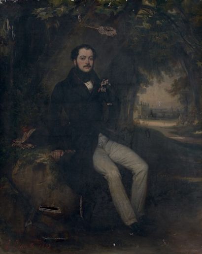 François Gabriel LEPAULLE (Versailles 1804 - Ay 1886) 
Portrait d'homme assis dans...