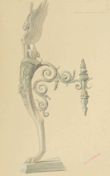 Alfred Nicolas NORMAND (Paris 1822 - 1909) 
Etude de piètement de table
Plume et...