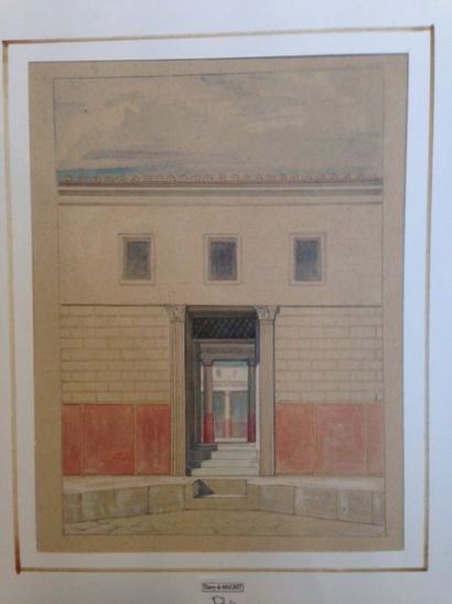 null Lots de trois dessins
Ecole FRANCAISE du XIXème siècle
La façade d'un palais...