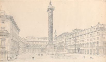 Philippe BENOIST (1813 - 1880) 
Vue de la colonne antonine et du cercle des officiers...