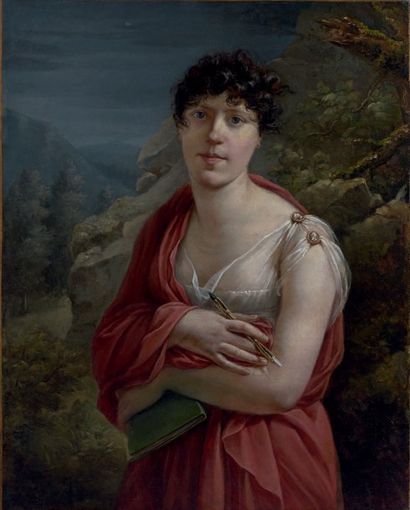 Ecole FRANCAISE du XIXème siècle, suiveur de GROS Portrait d'une femme artiste dans...