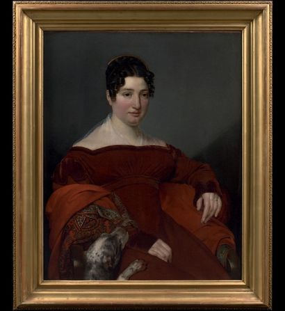 Claude Marie Dubufe (Paris 1790 - La Celle-Saint-Cloud 1864) 
Portrait de femme et...