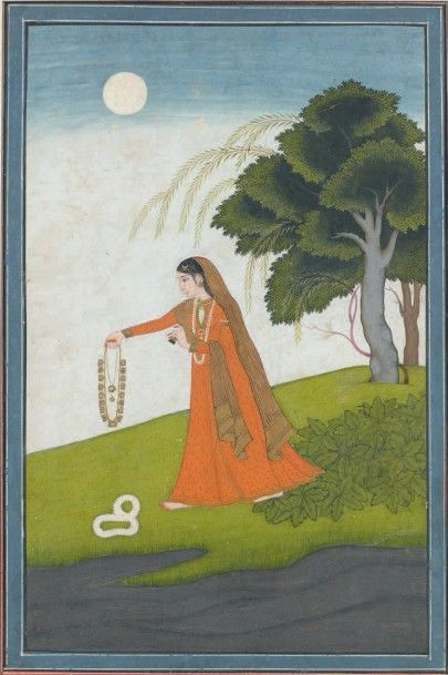 null Vipralabdha Nayika, Inde du Haut Pendjab, Kangra, première moitié du XIXème...