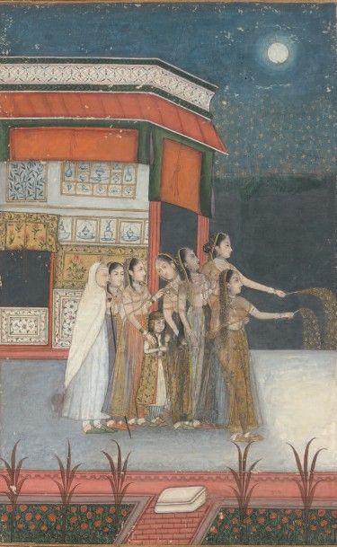 null Feu d'artifice, scène nocturne, Inde moghole, début du XVIIIème siècle
Gouache...