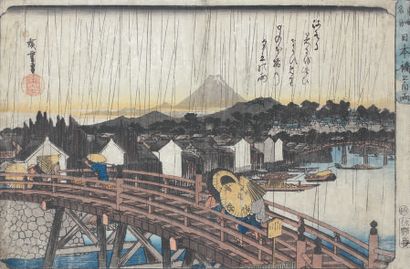 Utagawa Hiroshige (1797-1858) Oban yoko-e de la série «Toto meisho», les vues célèbres...