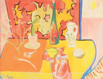 Ernest PIGNON (1905 - 1993) 
La table au cactus, 1944
Aquarelle, signée et datée...