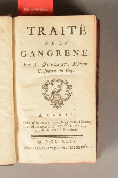 QUESNAY Traité de la gangrène. A Paris, chez d'Houry, 1749, in-12, veau fauve, dos...