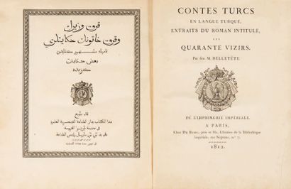 BELLETETE (Henri-Nicolas) Contes Turcs en langue turque, extraits du roman intitulé...