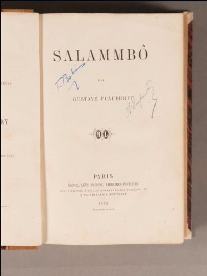 FLAUBERT (Gustave) Salammbô. Paris, Michel Lévy, 1863, demi-veau blond, dos lisse,...