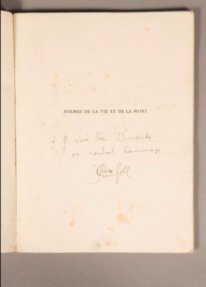 GOLL (Claire et Ivan) Poèmes de la vie et de la mort. Paris, Jean Budry et Cie, 1927,...