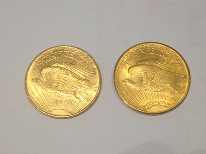 null 2 pièces de 20 dollars or (1908 et 1924)