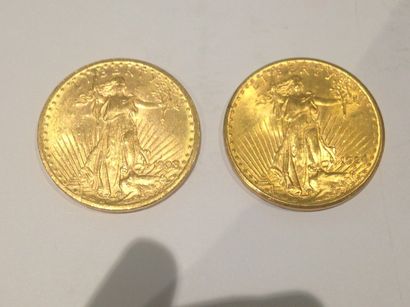 null 2 pièces de 20 dollars or (1908 et 1924)