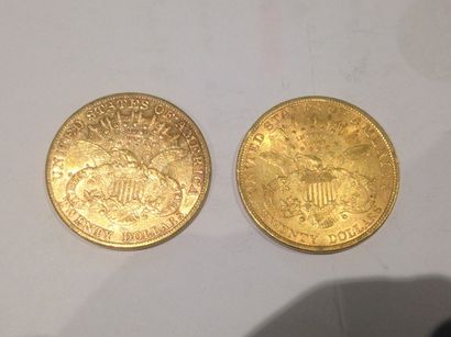 null 2 pièces de 20 dollars or (1902 et 1900)