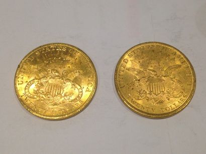 null 2 pièces de 20 dollars or (1902 et 1895)