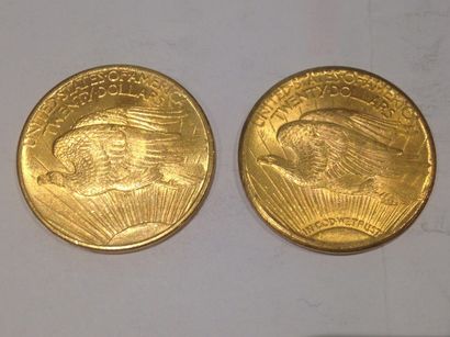 null 2 pièces de 20 dollars or (1908 et 1926)