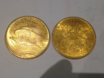 null 2 pièces de 20 dollars or (1925 et 1907)