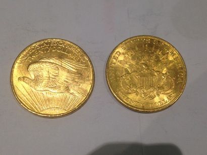 null 2 pièces de 20 dollars or (1908 et 1904)